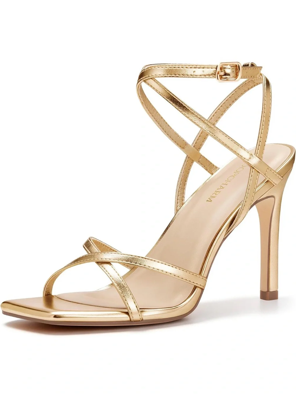 Loopcharm Gold Strappy High Heel Sandals - Women's Dress Shoes size 8